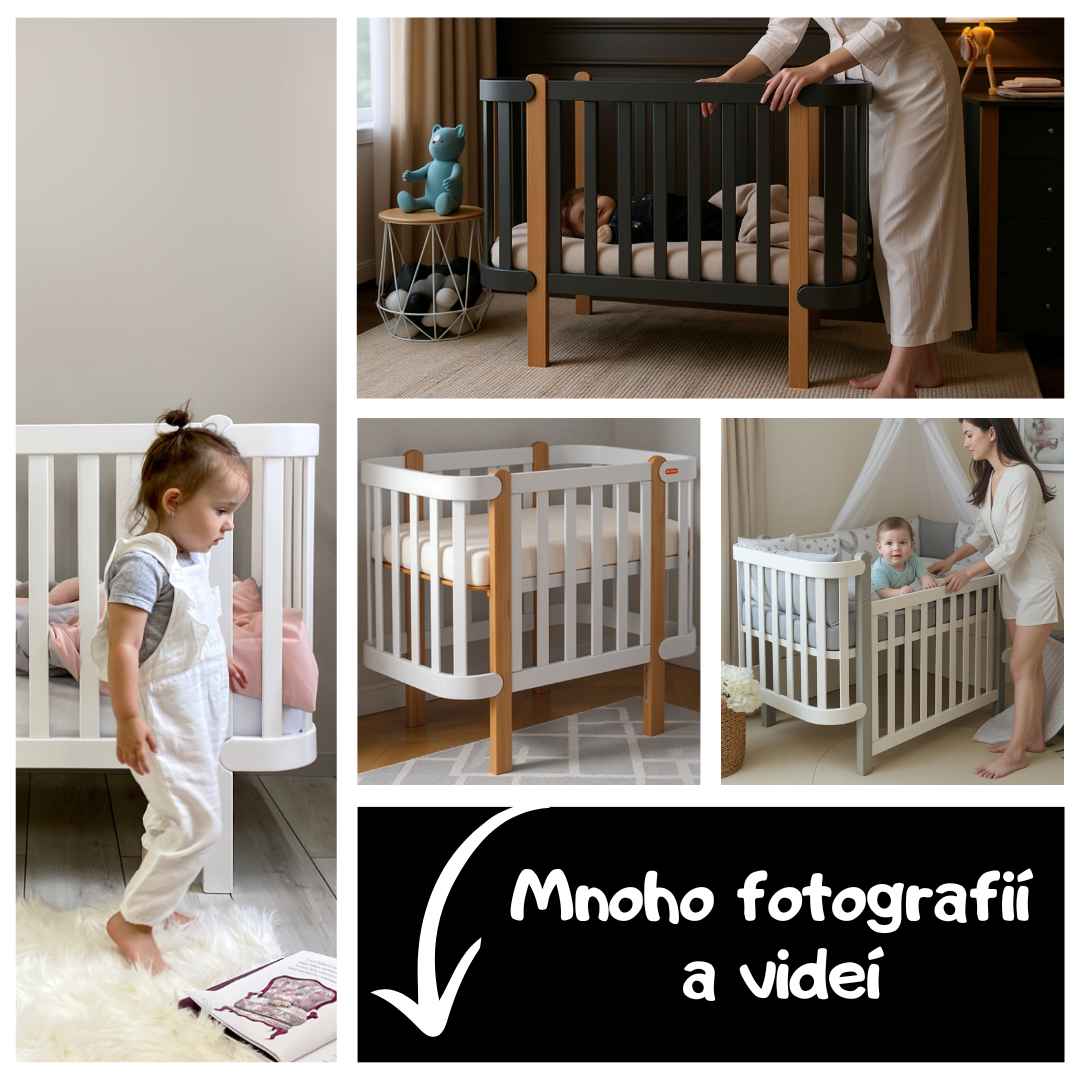 Dětská postýlka Zukko Gekko Kids 120x60. Bílá / Přírodní Buk
